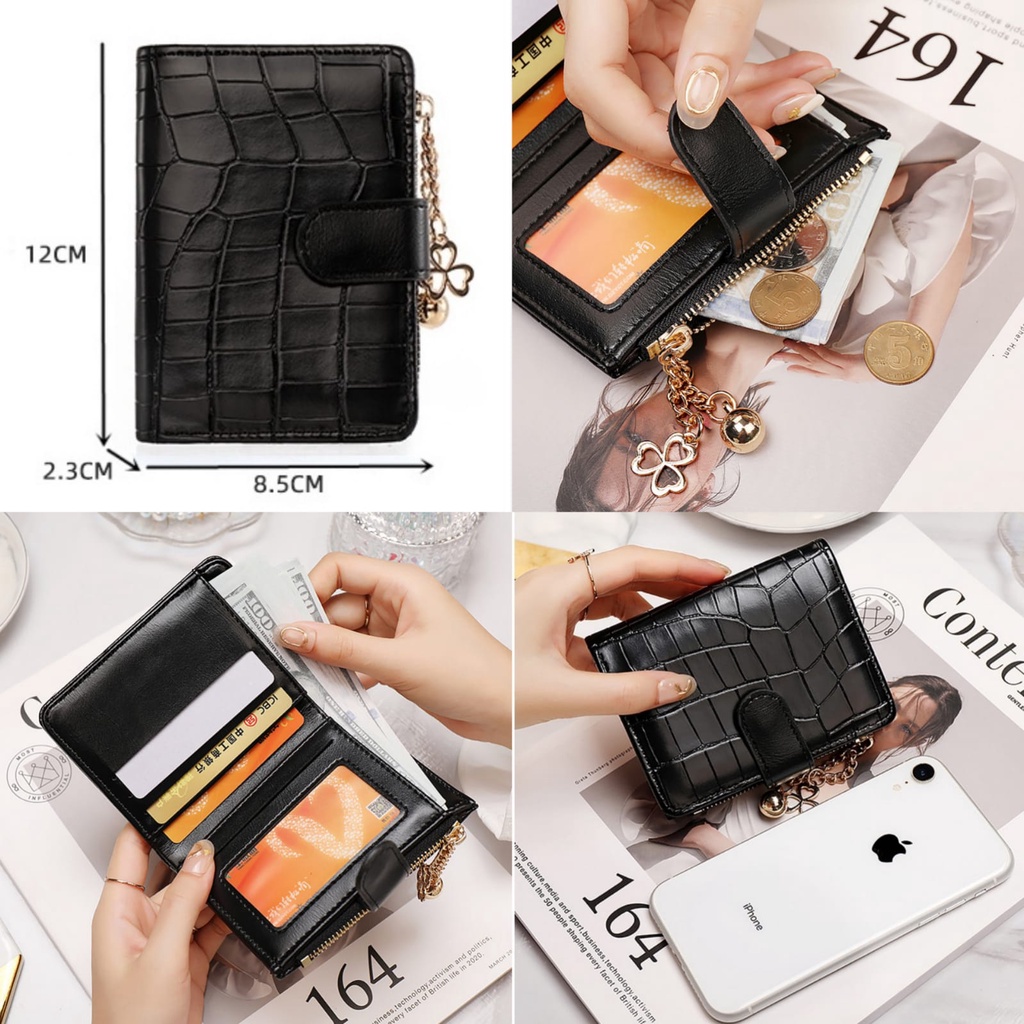 DOMPET LIPAT WANITA KULIT CROCO MINI KARTU LIDAYE IMPORT PREMIUM SLOT KARTU UANG KOIN KECIL PENDEK TIPIS KOREA FASHION REMAJA LUCU SIMPLE KEKINIAN MURAH CEWEK