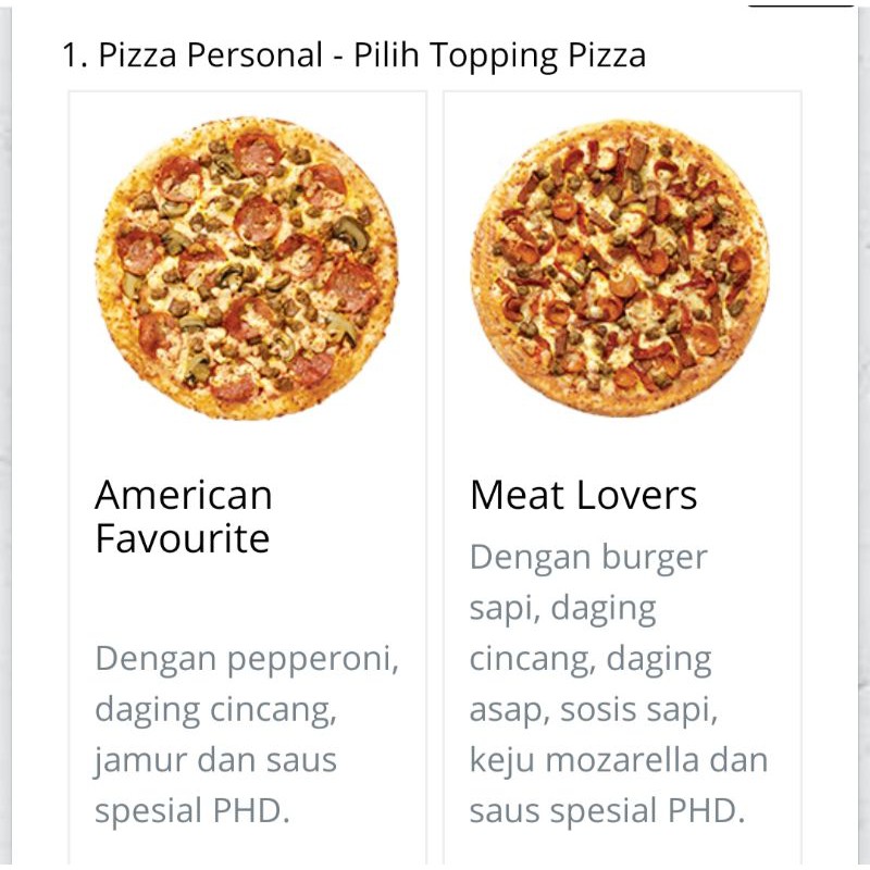 Topping american favourite pizza hut