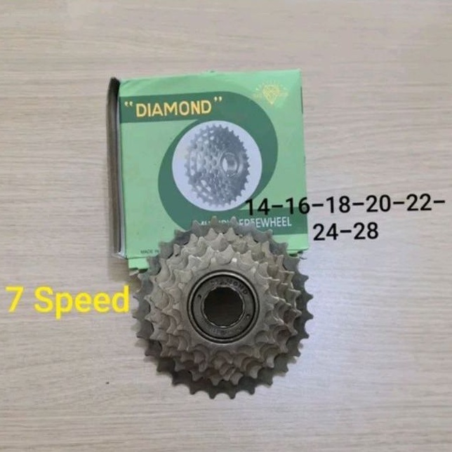 Gir Freewheel Gear Susun Sprocket 7 Speed Drat Ulir Merk Diamond 7sp Sp 14T-28T compatible shimano tourney free wheel sepeda seli lipat federal mtb minion