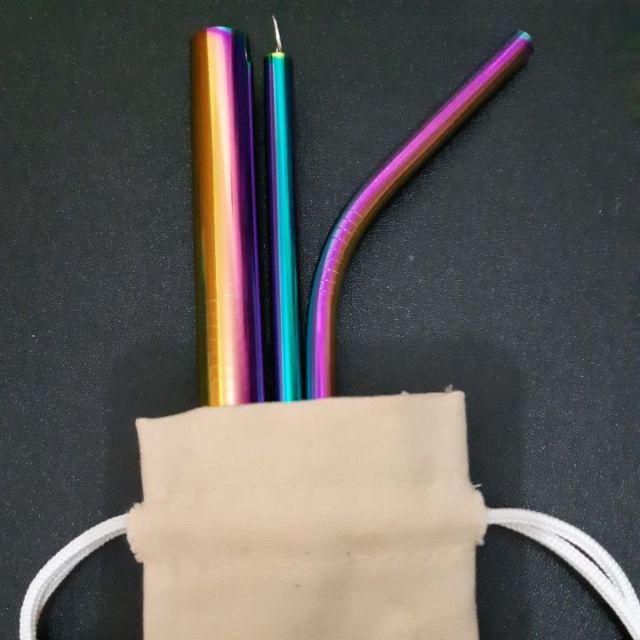 Stainless Straw / Sedotan Stainless (full Set Bubble Rainbow)