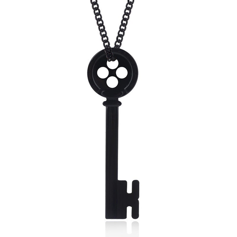 Fancyqube Coraline &amp; The Secret Door Black Key Pendant Necklace Halloween Party Jewelry