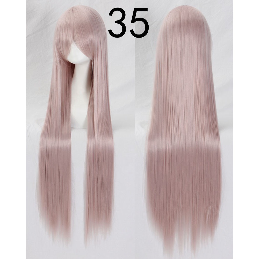 099 PASTEL ASH wig base 100 cm lurus wanita cosplay rambut palsu daily lolita hitam putih abu ash brown