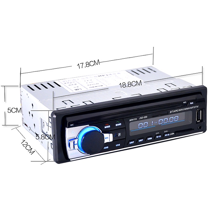 Tape Audio Mobil Multifungsi Bluetooth MP3 FM Radio- 520 - Black