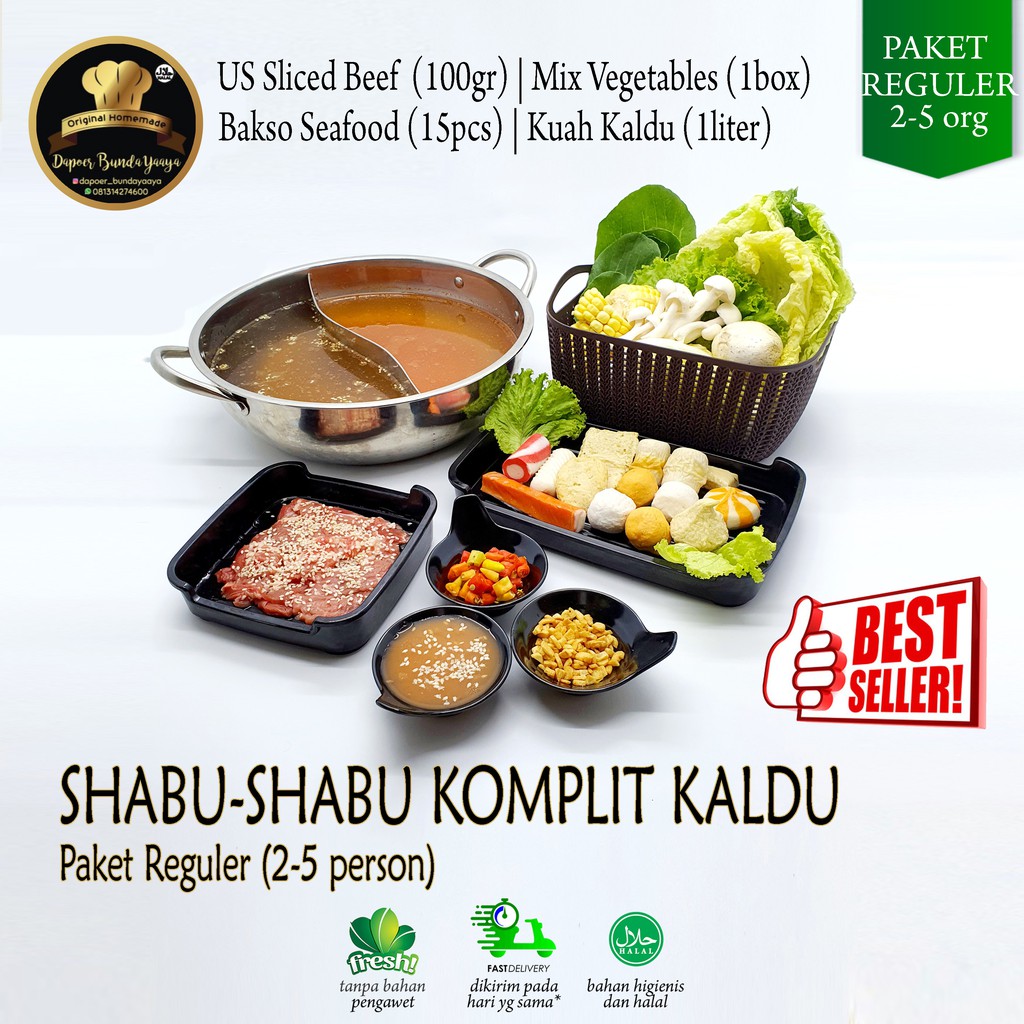 

Paket Shabu Shabu Komplit Reguler Kaldu 2-5 org Halal (Steamboat/Hotpot/Suki)