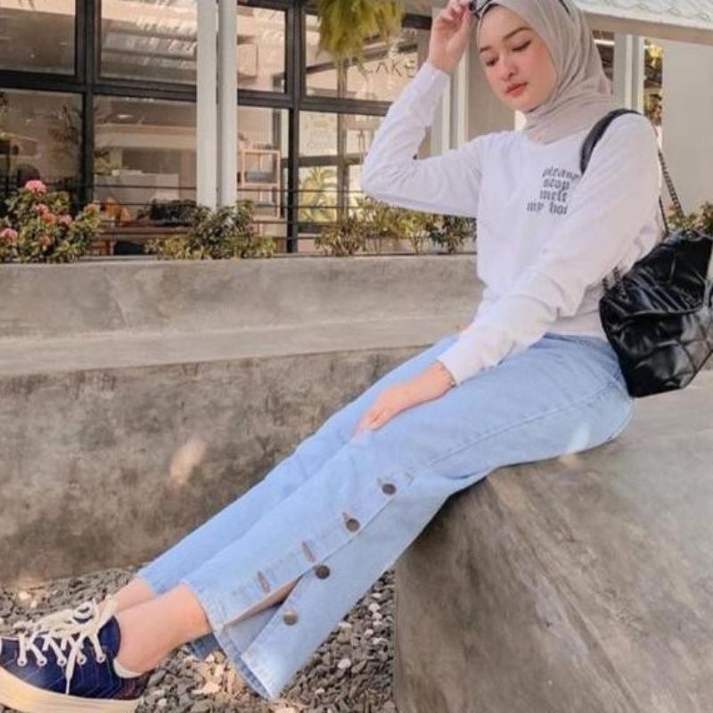 KULOT KANCING SAMPING JEANS PREMIUM/KULOT KANCING SAMPING