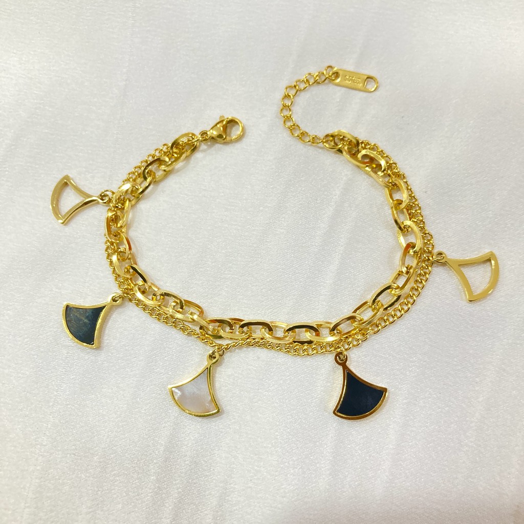 Gelang Rantai Titanium Asli Anti Karat 2 Layer Fashion Korean Style Aksesoris Perhiasan Fashion