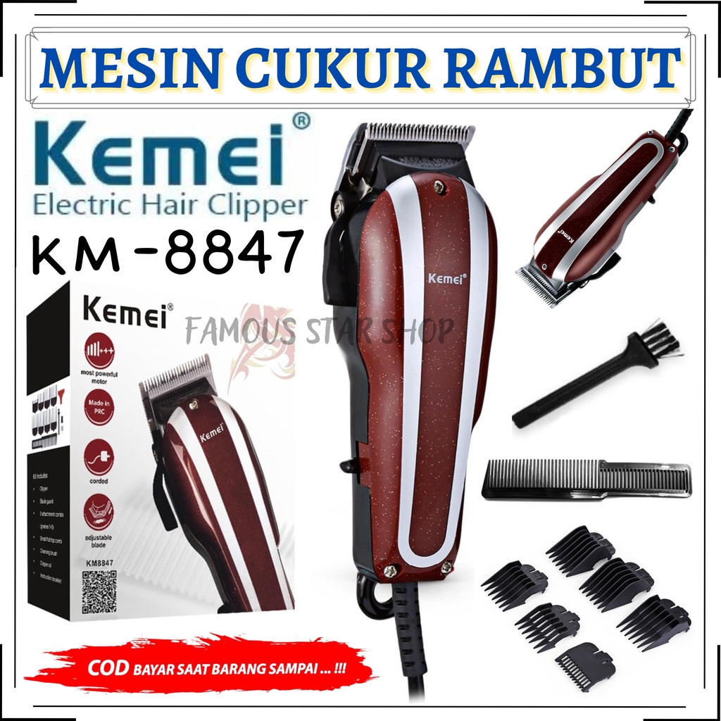 [ NEW ] Kemei KM 8847 Alat Pencukur Rambut Mesin Clipper Pangkas Rambut Elektrik | FMS