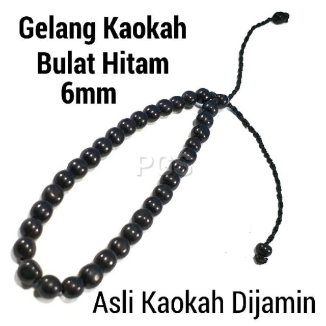 GELANG KESEHATAN KAYU ASLI KAOKAH MODEL BULAT HITAM MERICA 6mm DIJAMIN ASLI