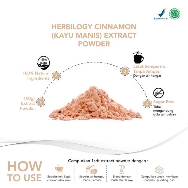 HERBILOGY CINNAMON / KAYU MANIS EXTRACT POWDER 100Gram