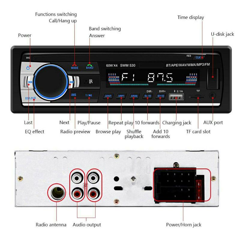 Tape mobil bluetooth usb mp3 60w