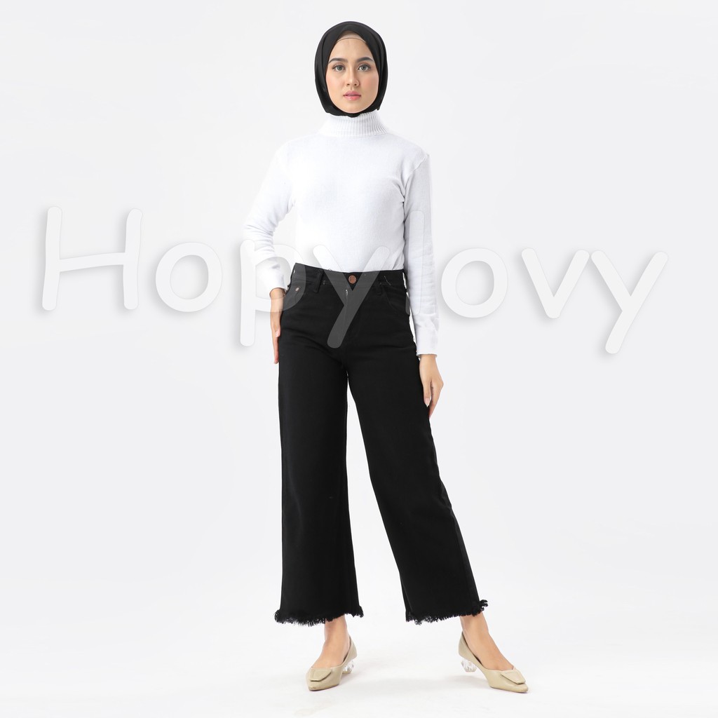 Hopylovy Celana Kulot Jeans Wanita | Celana Jeans Kulot Wanita | Celana Boyfriend Kulot Jeans Kenzie