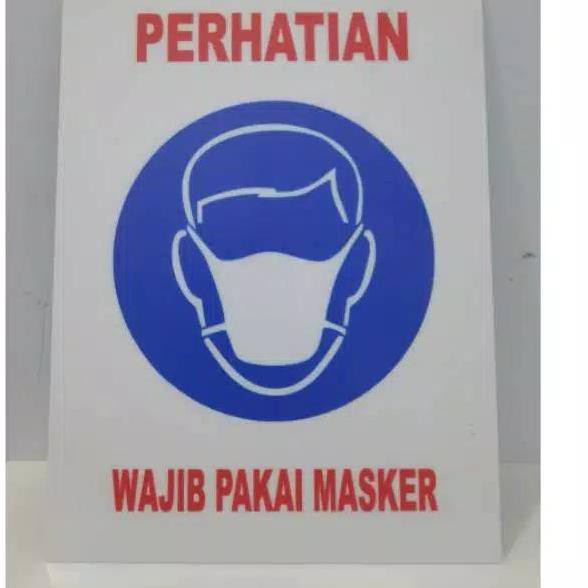 

Bagus Dipakai.. Sign label akrilik wajib pakai masker uk 15x20 , sign board acrylic wajin pakai mask