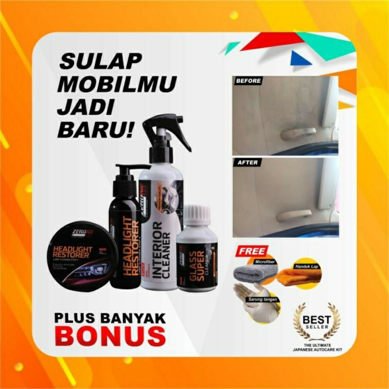Zerone pengkilap lampu headlamp dan interior cleaner noda jok plavon