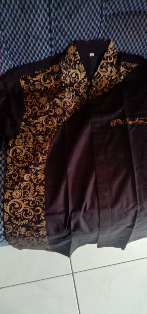 Batik Kemeja Lengan Panjang Kombinasi Slempang Baju Seragam Kantor Alkhalis