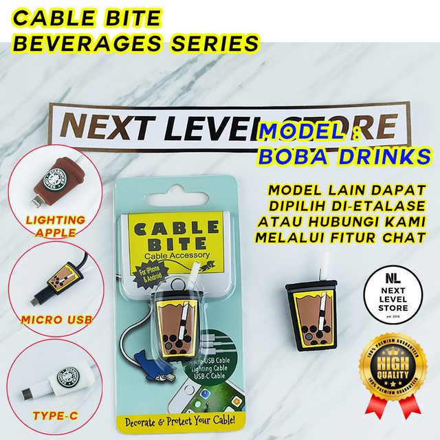 BOBA Drinks Drink BOBBA Cable Bite Beverages Minuman Pelindung Kabel