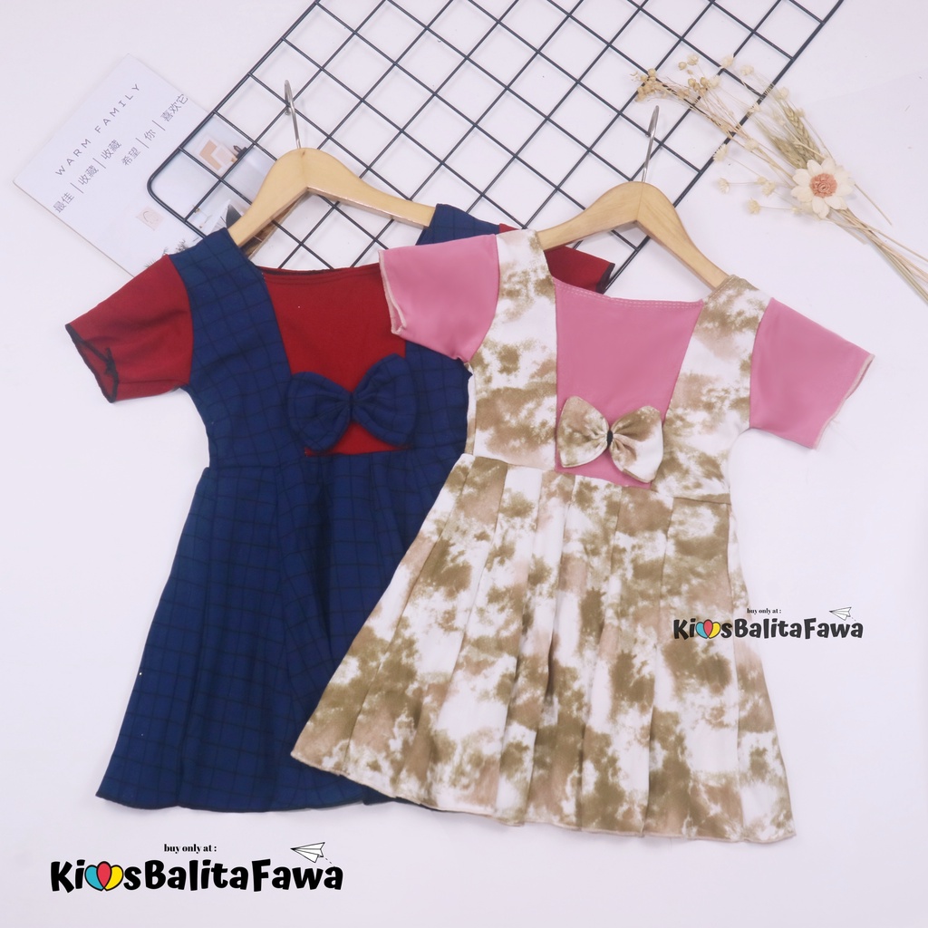 Dress Nadine uk 1-2 Tahun / Dress Pesta gaun Anak Perempuan Gaun Polos Flower Lengan Dres Baju Impor