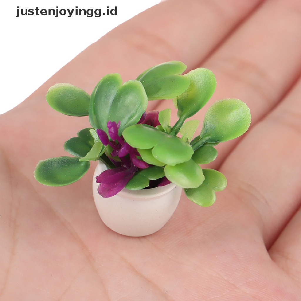 Justenjoyingg.id Miniatur Tanaman Hijau Dalam Pot Aksesoris Rumah Boneka 1: 12