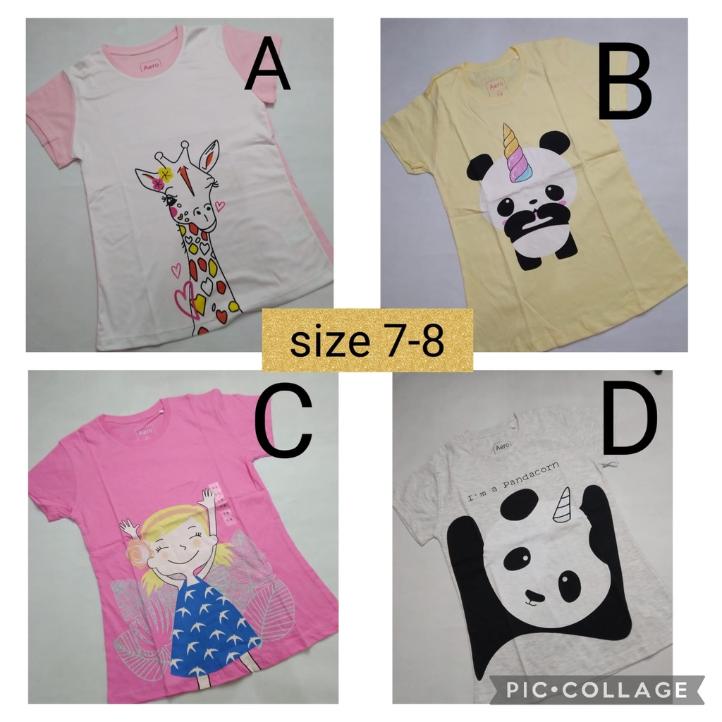 kaos Aero Girls lengan pendek size 7-8