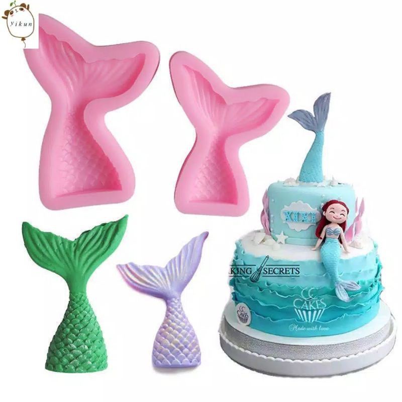 cetakan silikon mermaid ekor duyung import besar hocolate Fondant paket dekorasi kue import Gumpaste Pastry topper kupu kupu Ekor Ikan