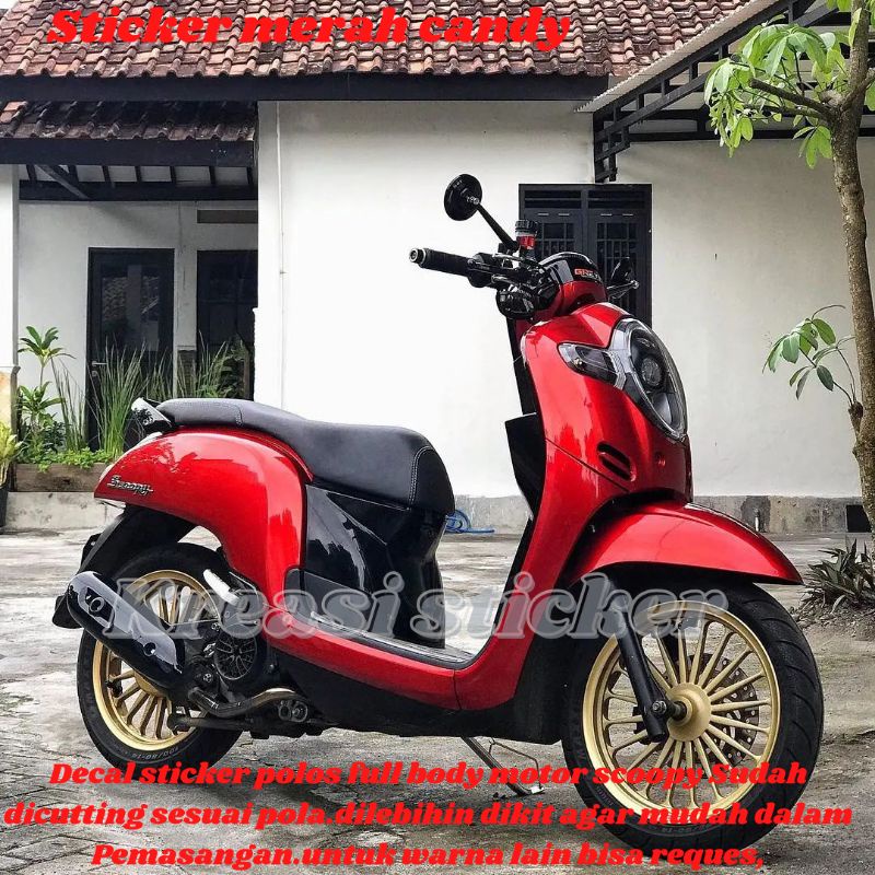 decal scoopy stiker polos motor matik scoopy full bodi warna merah candy cutting sesuai pola