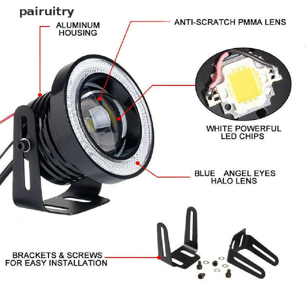 Prt Lampu LED COB 2.5 &quot;15W Angel Eyes Warna Putih Untuk DRL / Fog Lamp Mobil PRT