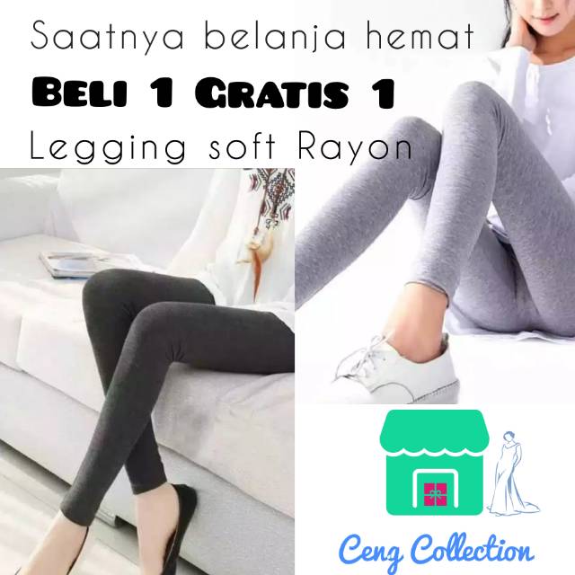 Beli 1 Gratis 1 Legging Soft Rayon size standar