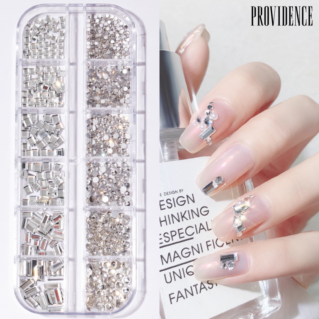 Providence 12Grids/Box Flat Back Nail Art Rhinestone 3D Effect Faux Pearl Style Round Glitters DIY Nail Rhinestones Decoration for Manicure