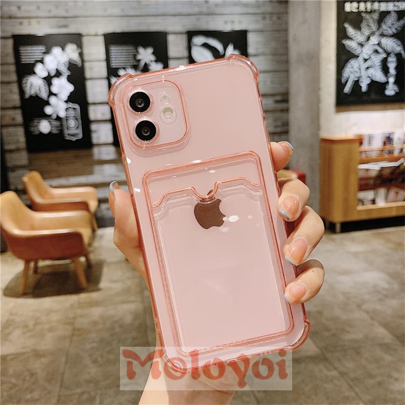 Case For Iphone X XR XS Max 11 12 Pro Max 6 7 8 Plus Softcase Tipis Card Wallet Card Holder Phone Case