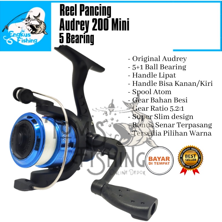 Reel Pancing Audrey 200 5 Bearing (bonus senar) Murah Berkualitas - Engkus Fishing