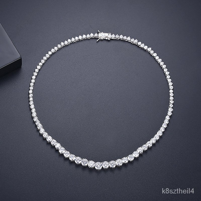 Trendy Lovers Necklace Lab Diamond Cz Stone White Gold Filled chorker Pendant Necklaces for Women Br