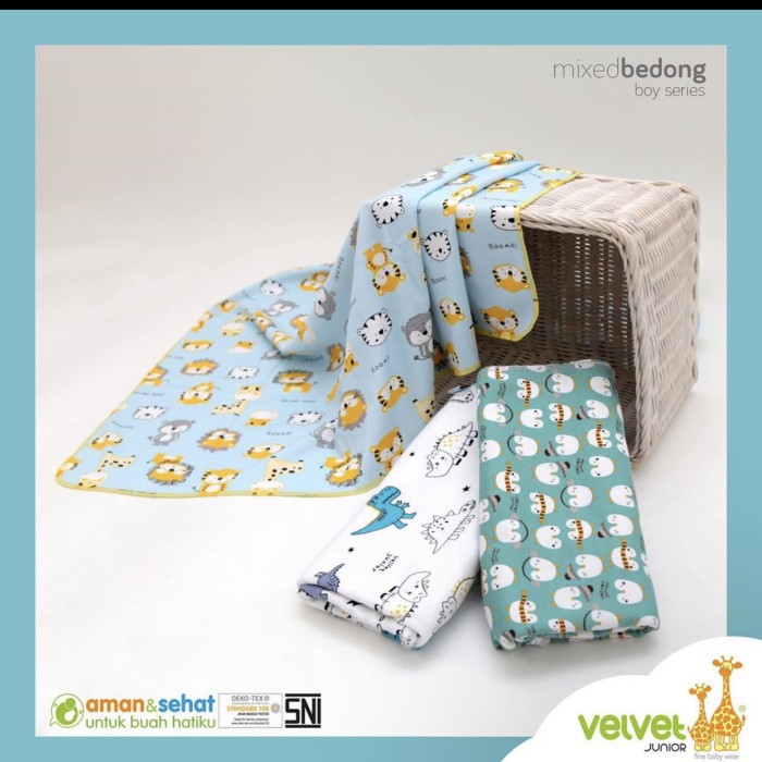 Bedong Bayi Velvet Junior Bedong Mix 3pcs