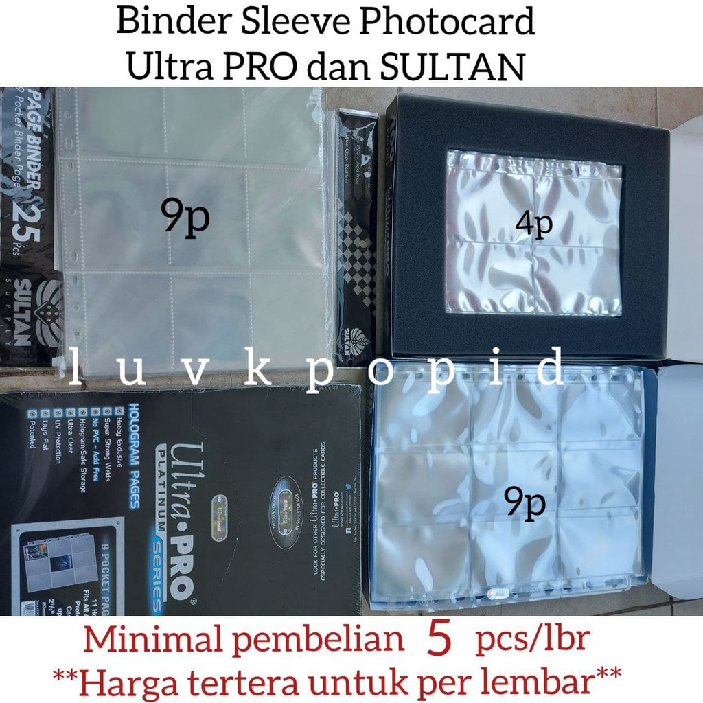 ULTRA PRO 9 P 4 P SULTAN 9P 4P SLEEVE BINDER untuk PHOTOCARD KPop Collector ukuran A4 A5 9 Pocket Sl