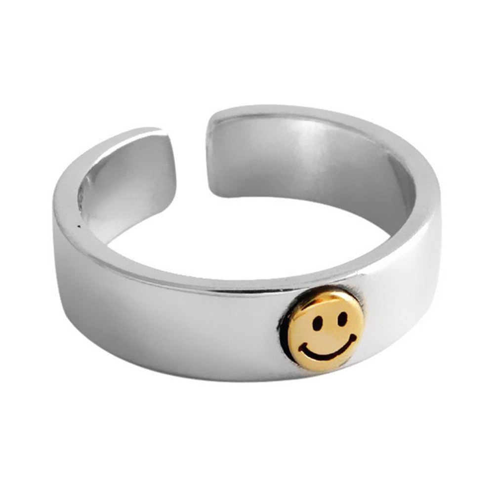 【COD Tangding】Korean Smile Face Retro Opening Adjustable Smiley Couple Ring Jewelry Fashion Accessories