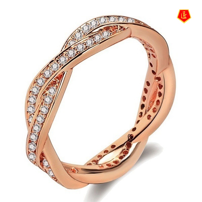 [Ready Stock]Simple Elegant Twist Silver Ring 18K Rose Gold