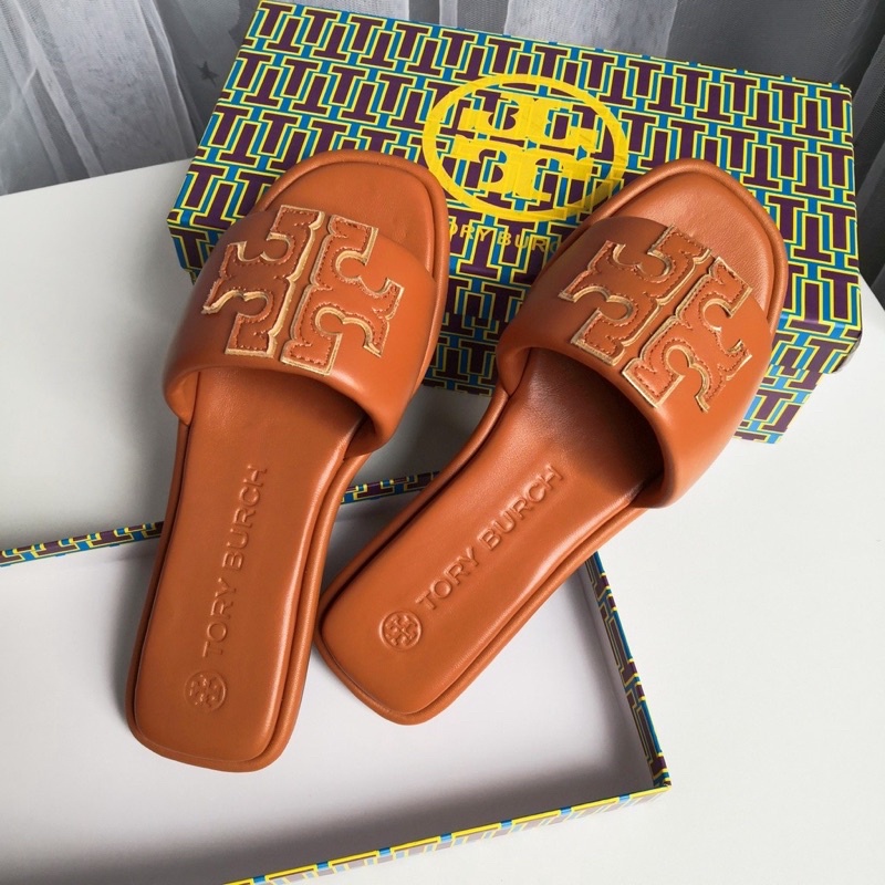 Tory burch sandals slippers fashion women's shoes flat shoes - Brown