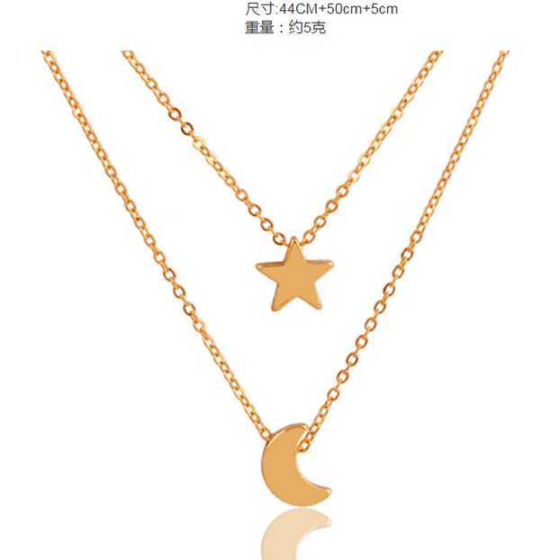 KALUNG WANITA TITANIUM MOTIF BULAN BINTANG AKSESORIS KALUNG FASHION KOREA RETRO IMPORT ANTI KARAT KLG38