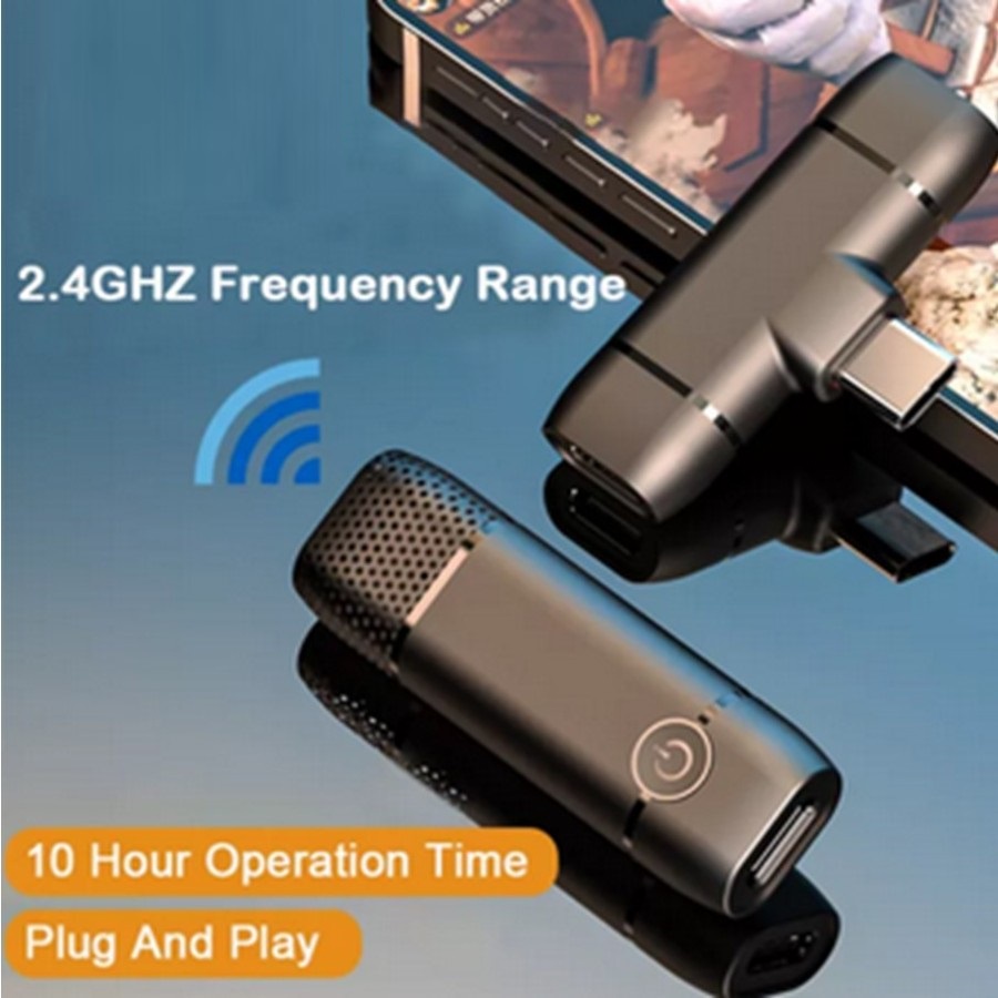 MIC-016 Wireless Lavalier Mini Microphone Lapel Mic Clip-On Portable Iphone Android Type-C Audio Video Recording live Podcast Youtube Zoom