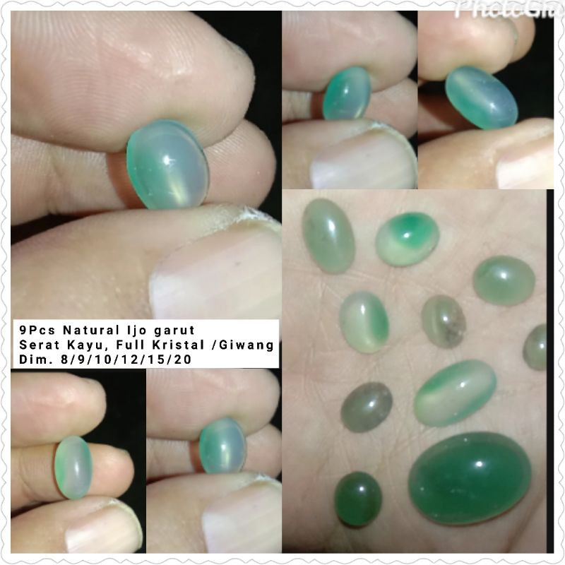 9Pcs LostunLNatural Ijo garutSerat Kayu, Full Kristal /GiwangDim. 8/9/10/12/15/20