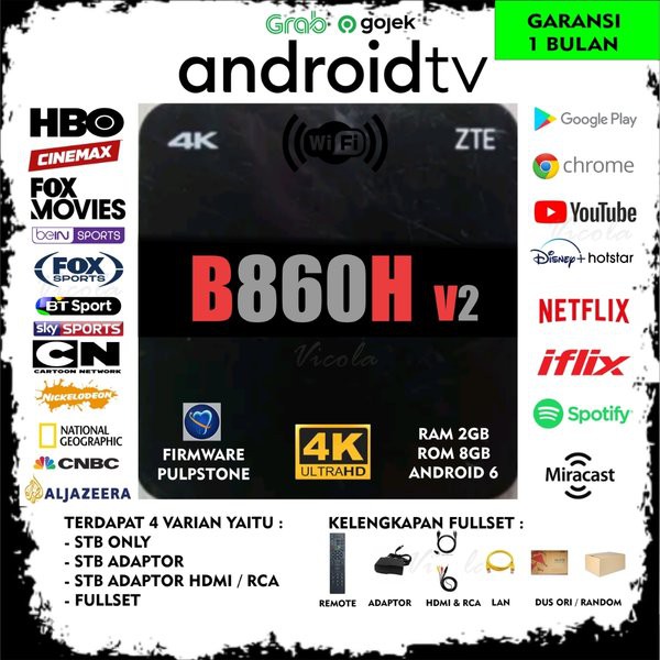 STB ANDROID TV BOX ZTE B860H V2.1 4K UNLOCK ROOT RAM 2 INTERNAL 8 TINGGAL PAKAI ( GRATIS MOUSE )