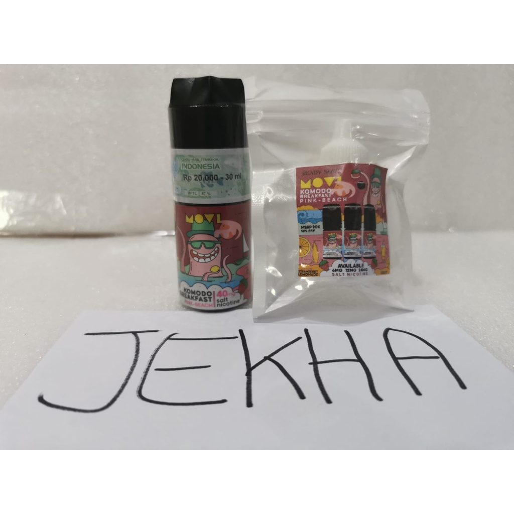 ecer eceran ketengan MOVI KOMODO BREAKFAST PINK BEACH SALT 6MG 12MG 24MG 40MG liquid vape vapor