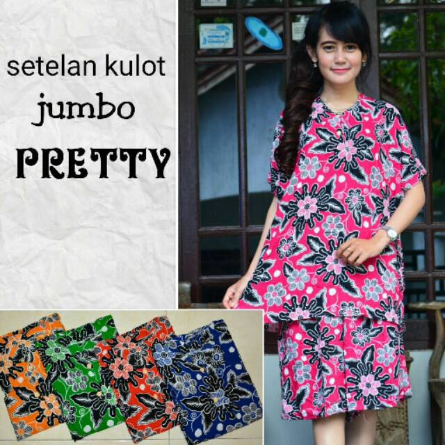 JUMBO BATIK DASTER MURAH ECER GROSIR SETELAN KULOT JUMBO PRETTY KULOT JUMBO RIHANNA