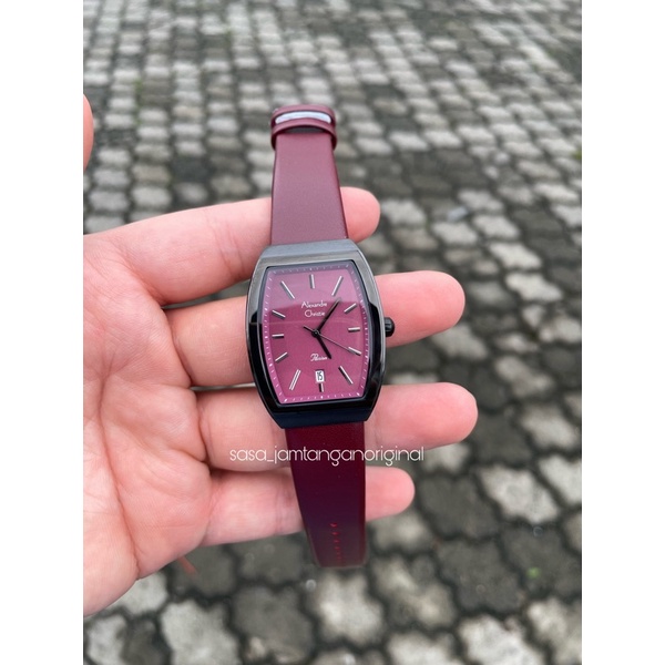 Jam Tangan Alexandre Christie Ac 2909 Original Maroon black Wanita
