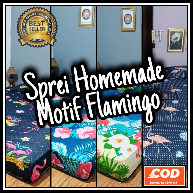 Sprei Homemade Motif Flamingo Ukuran 120,160,180 Sprei Flamingo Sprei Motif Karakter