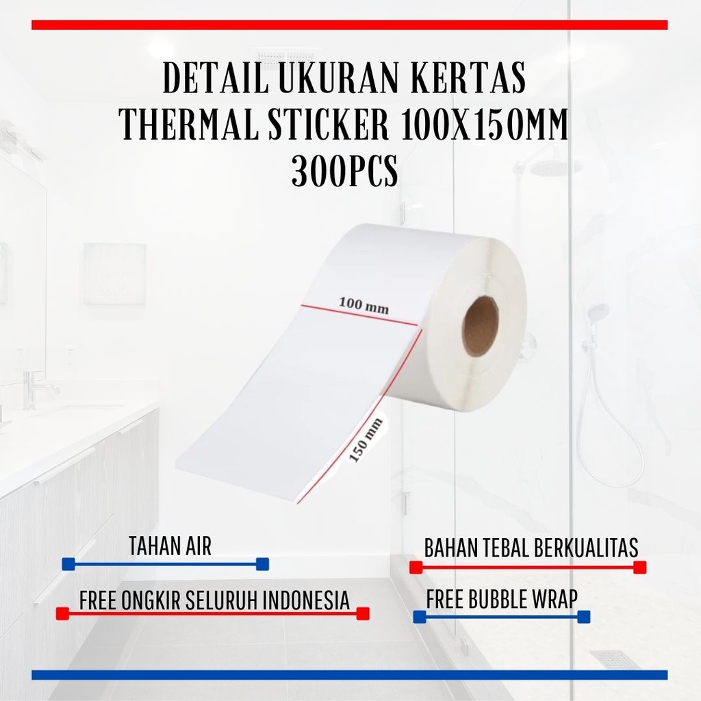 KERTAS THERMAL LABEL THERMAL 100X150MM CUTTING 300 PCS