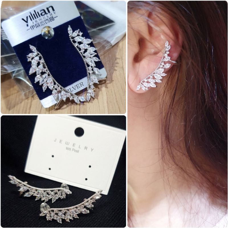 Anting Silver925 Perak Mata kilau Premium Quality Anti karat Starling Silver mata kilau 929
