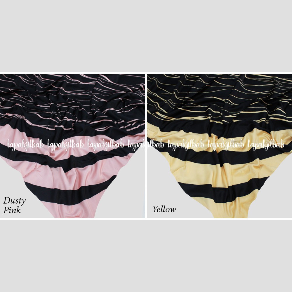 Dijual Lapak Jilbab   Jilbab Segiempat Satin Black Lamiz Motif Salur Tarfina Murah