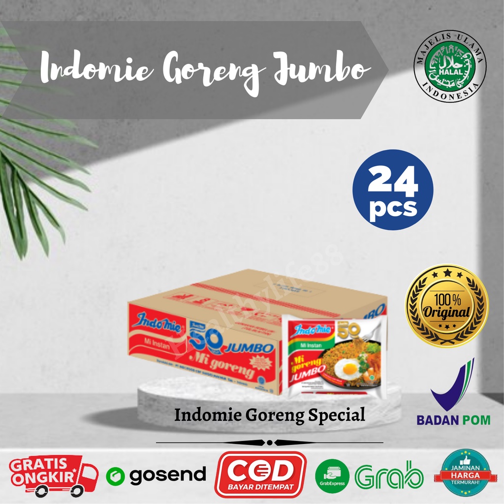 Indomie Mie Goreng Jumbo Special 1 Dus Isi 24 Makanan Instan Cepat Saji Halal Dan Murah