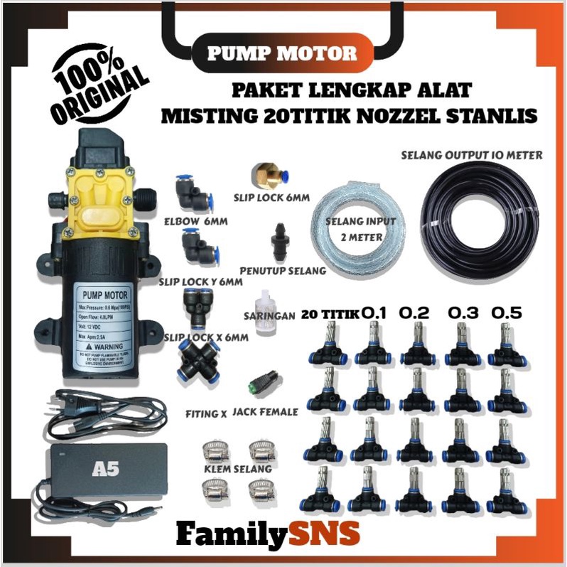 Set misting Perkabutan/Misting Stanlis 20Titik/Misting Walet