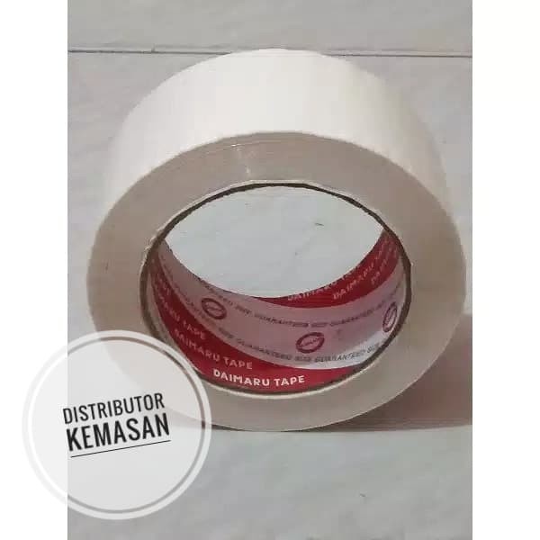 SELOTIP / ISOLASI / LAKBAN DAIMARU WARNA PUTIH PLASTIK OPP 100 METER