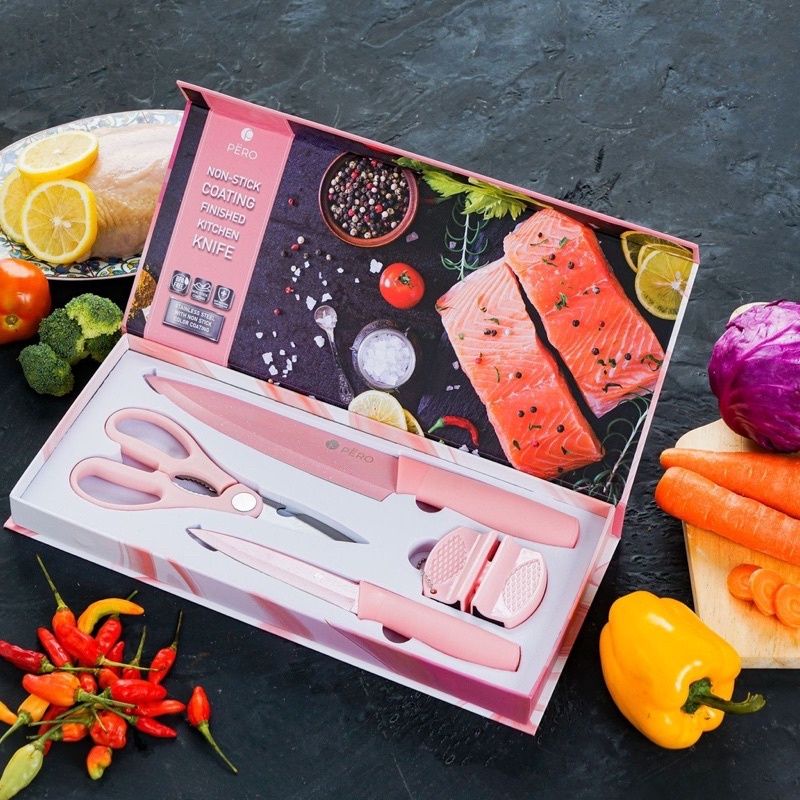 PERO GRANITE KNIFE SET OF 4/ PISAU SET DAPUT PINK
